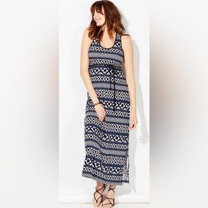 NWOT Thyme Maternity Maxi Dress, Geometric Blue/White